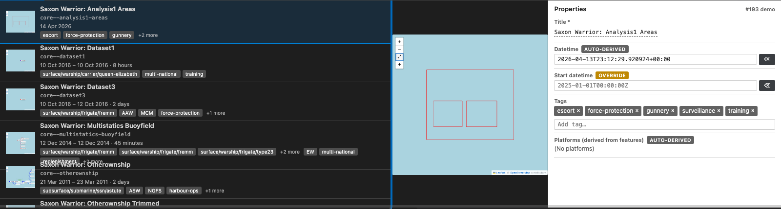 Catalog browser preview pane in the dark theme