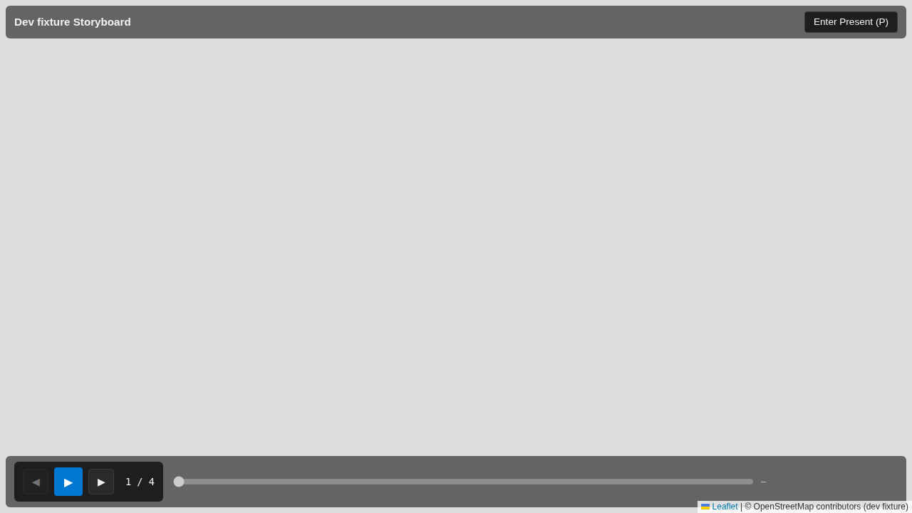 Briefing renderer in Minimal mode showing title bar, transport controls and time slider over a dark map