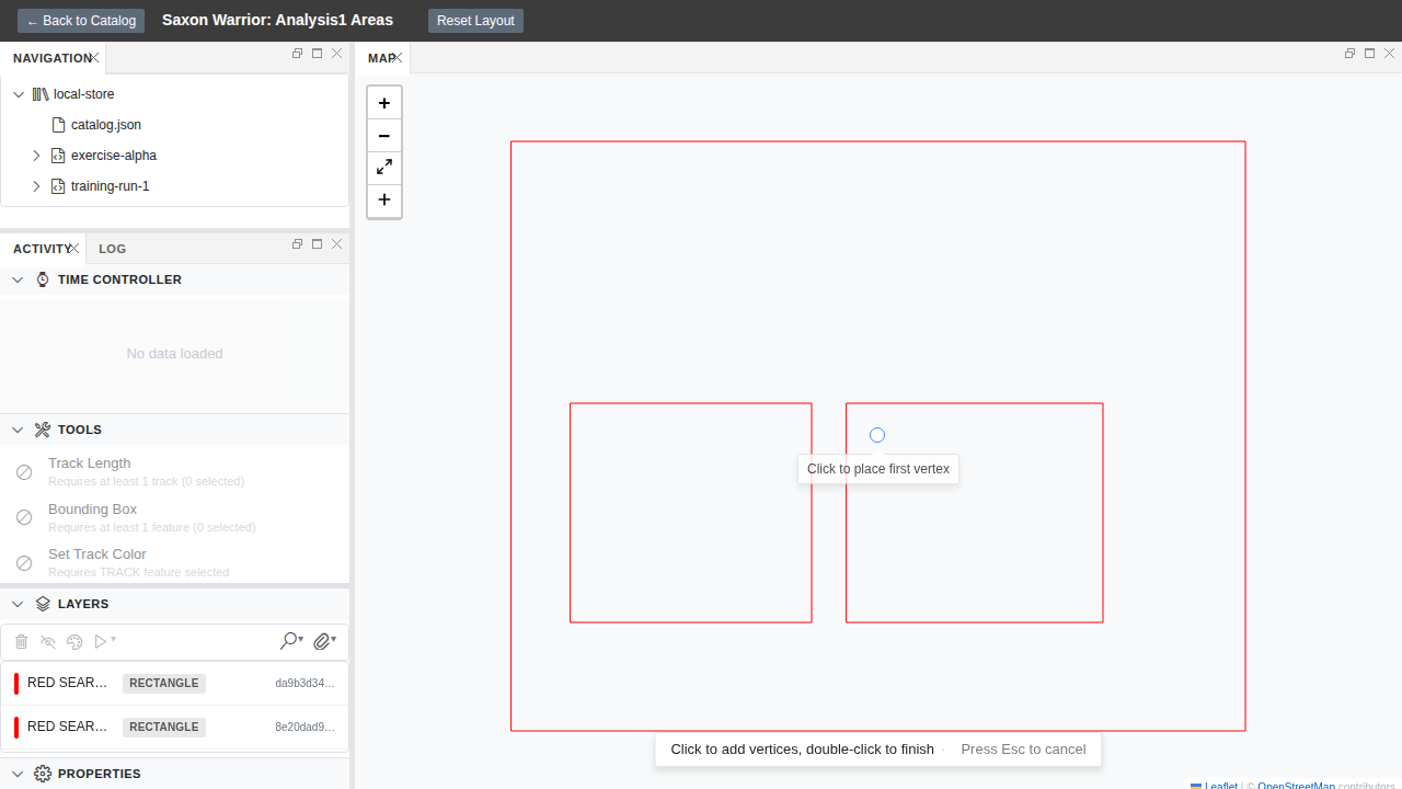 VS Code map toolbar with the polygon tool highlighted, ready to draw.