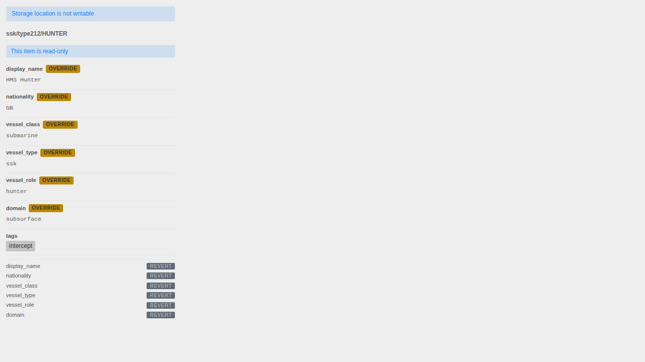 Read-only banner displayed across the top of the Properties Panel