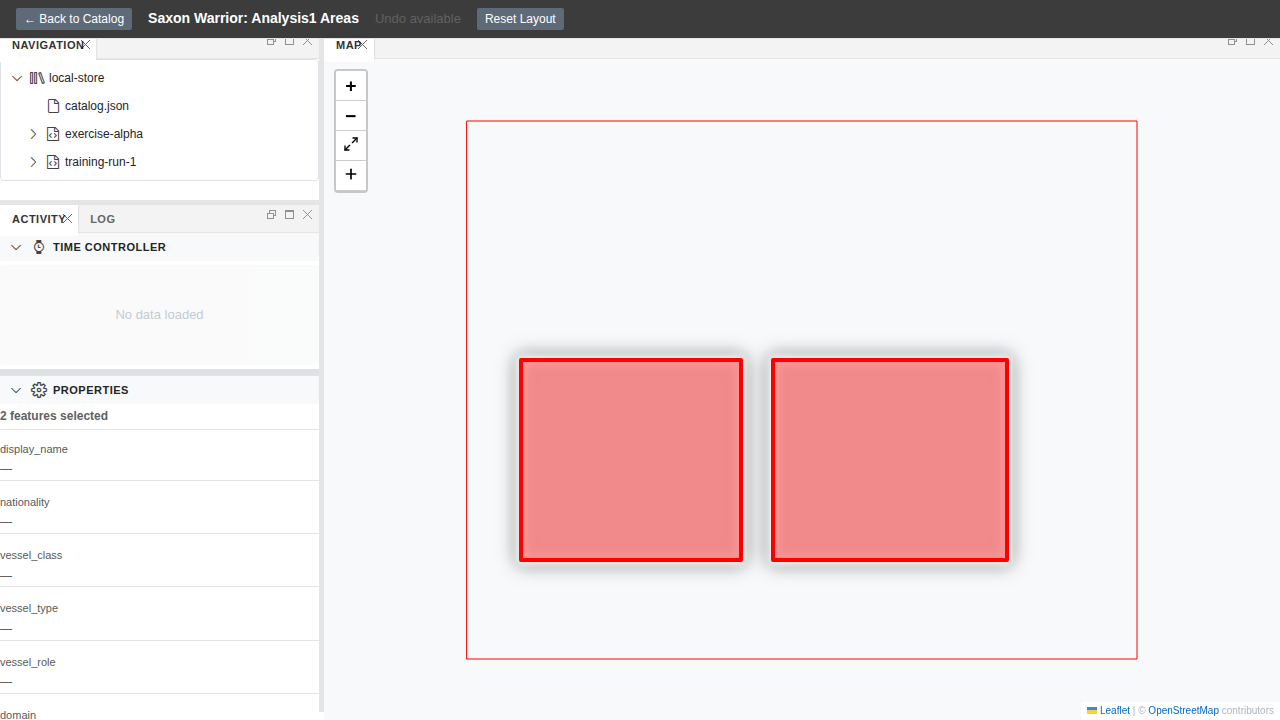 Multi-select mode — Properties Panel showing a read-only summary of multiple selected features