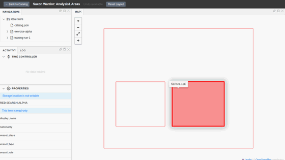Animated round-trip: host A's viewport and selection, the same view restored on host B from features.geojson alone, then a hidden feature surviving the transfer.