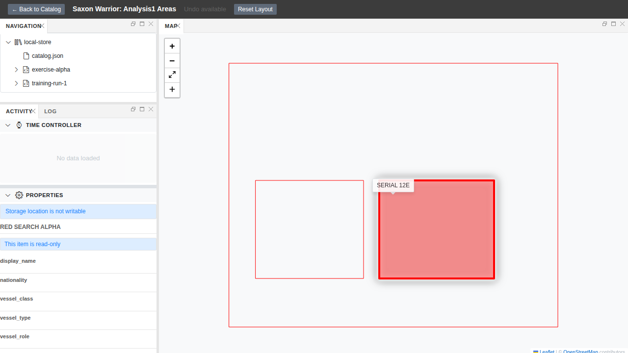 Host A before transfer: a recognisable map viewport with a scoped analytical time window and a feature selection active.