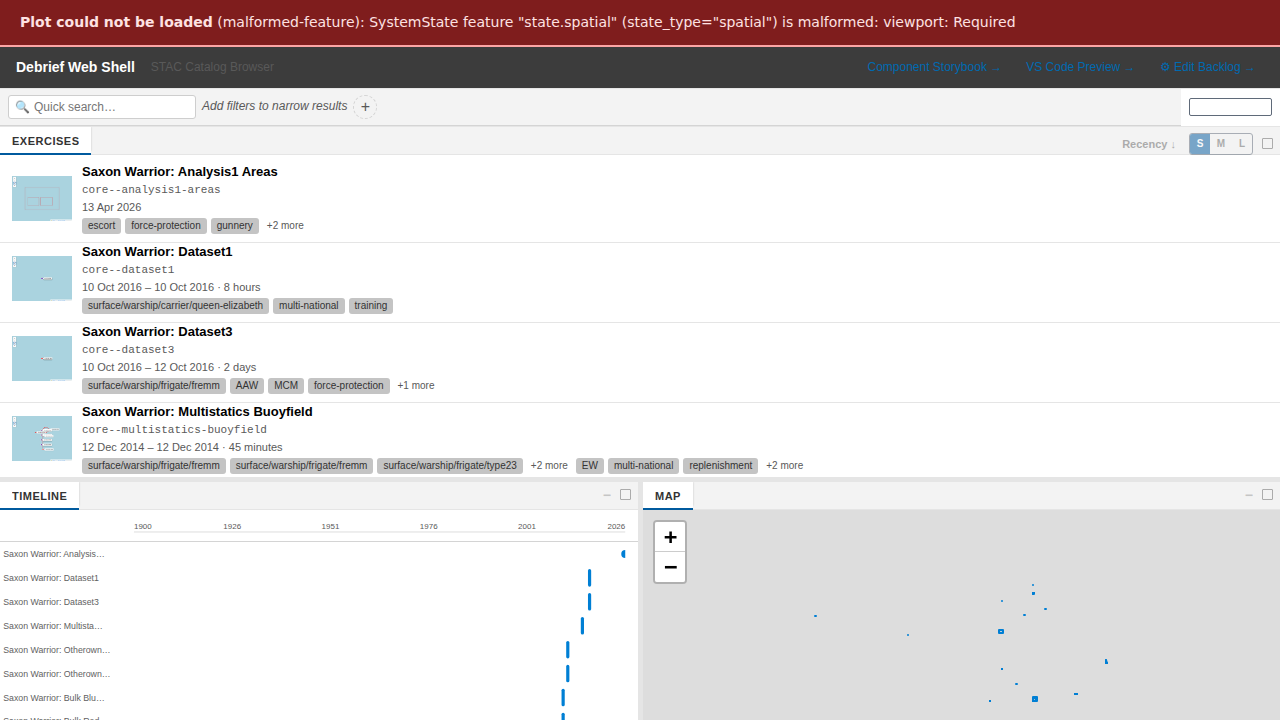 Strict-on-import error banner naming the offending SystemState feature id after a self-contradictory state was loaded.