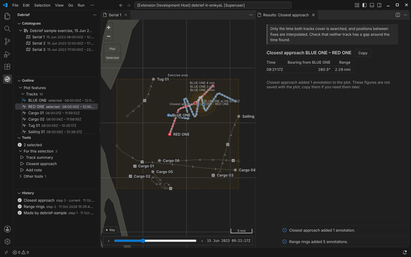Closest approach sets current time to 09:21:17Z, the moment in its result