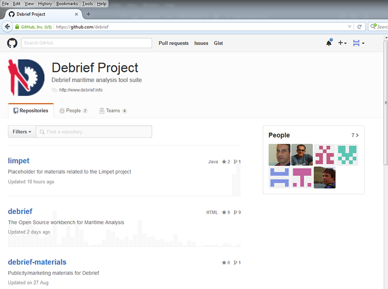Debrief's home page at GitHub